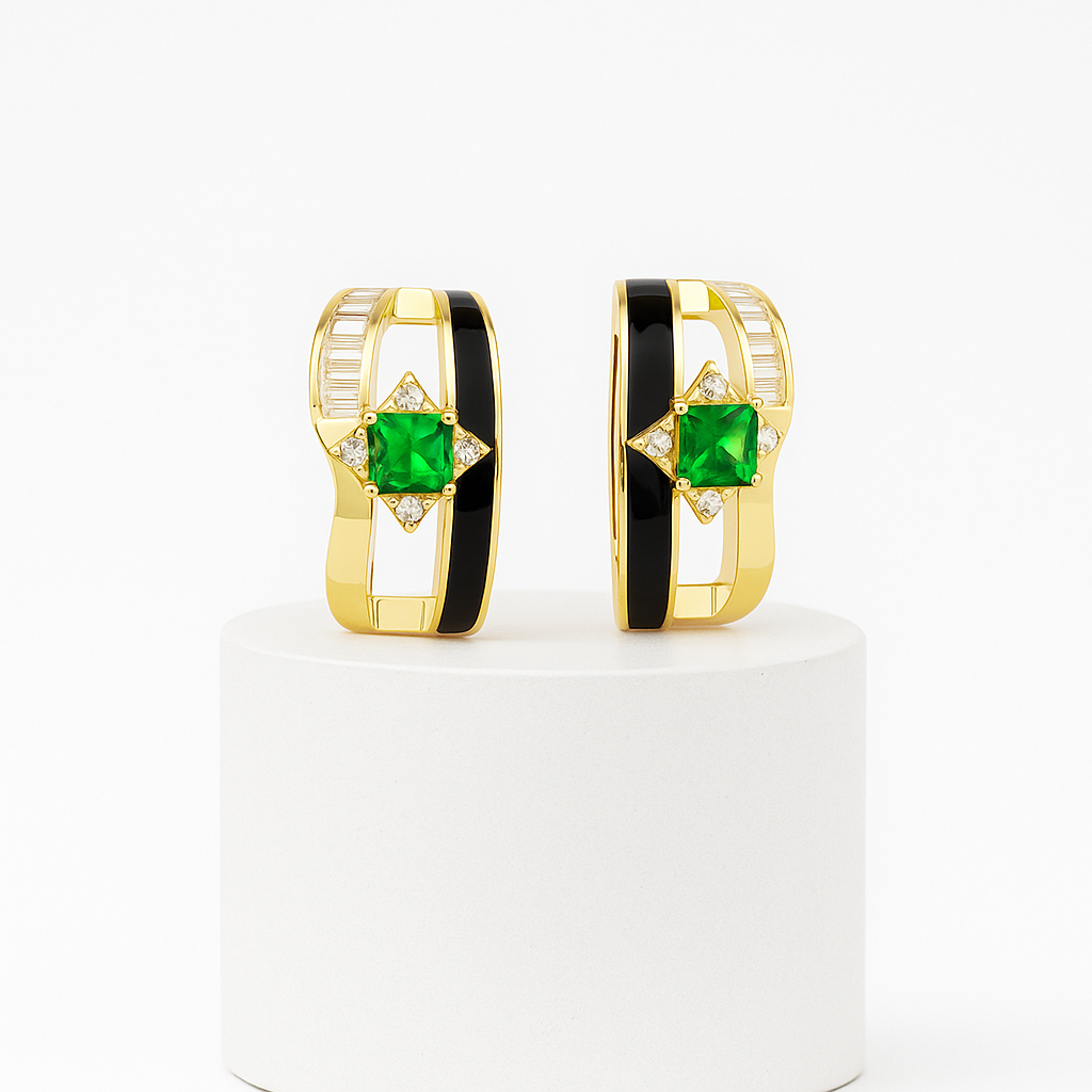 Emeraude Noir Küpe - Aven & Laurel