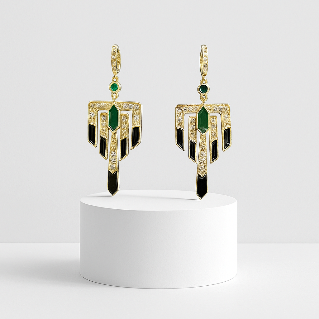 Nouveau Émeraude Küpe