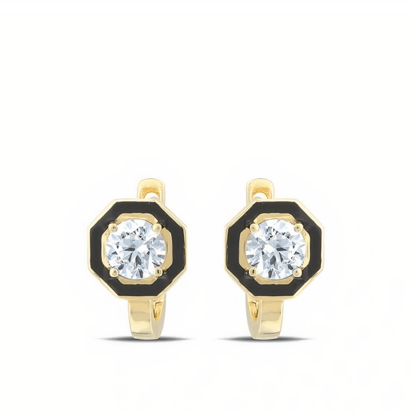 Black Lined Octagem Küpe - Aven & Laurel