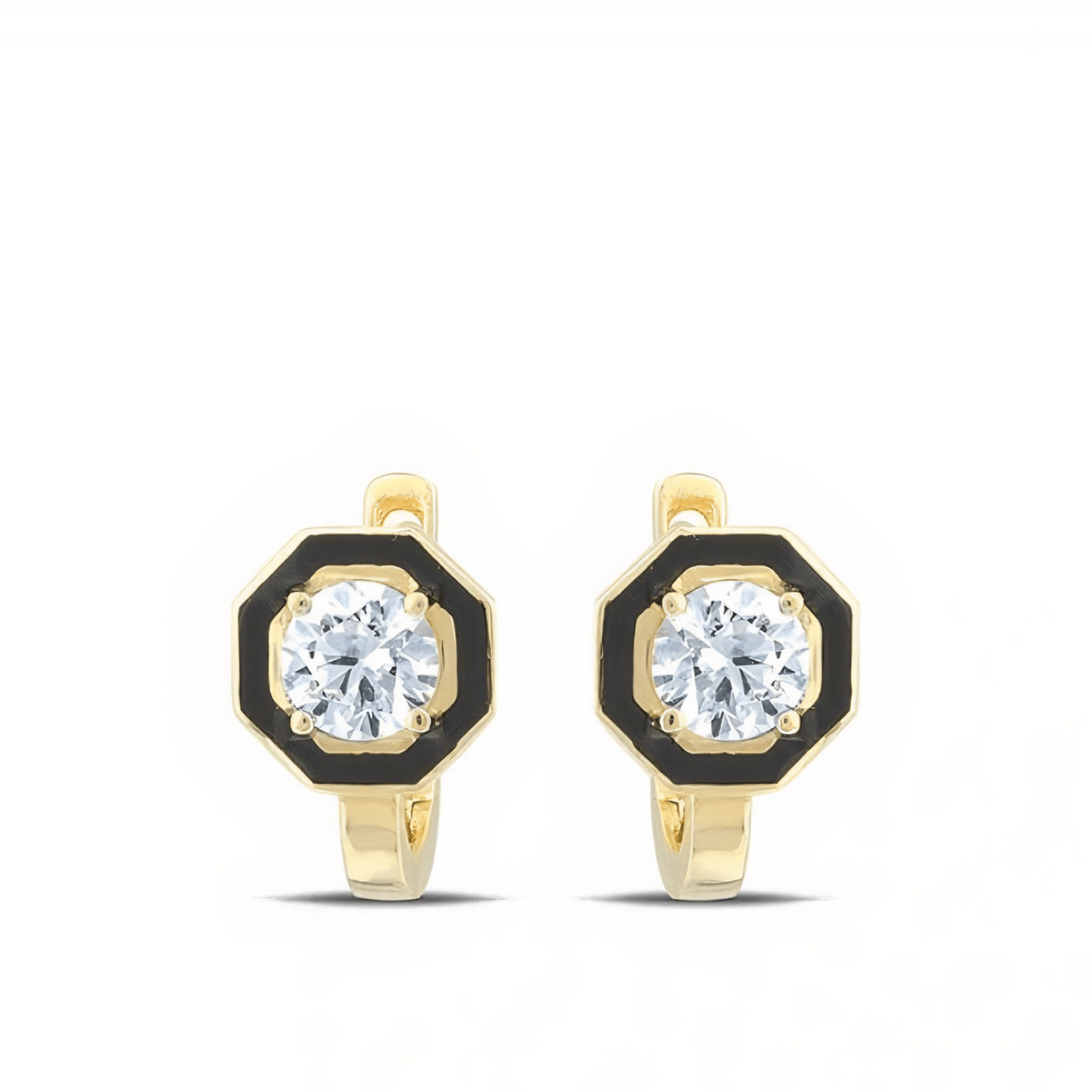 Black Lined Octagem Küpe - Aven & Laurel