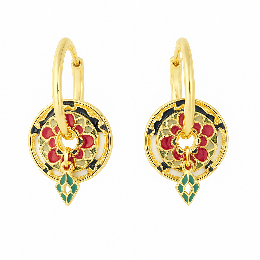 Grenat Halo Küpe - Aven & Laurel