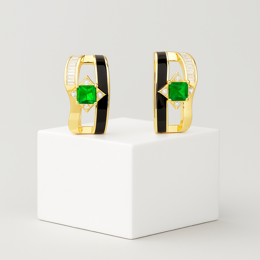 Emeraude Noir Küpe - Aven & Laurel