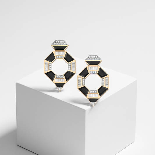 Black Deco Émeraude Küpe