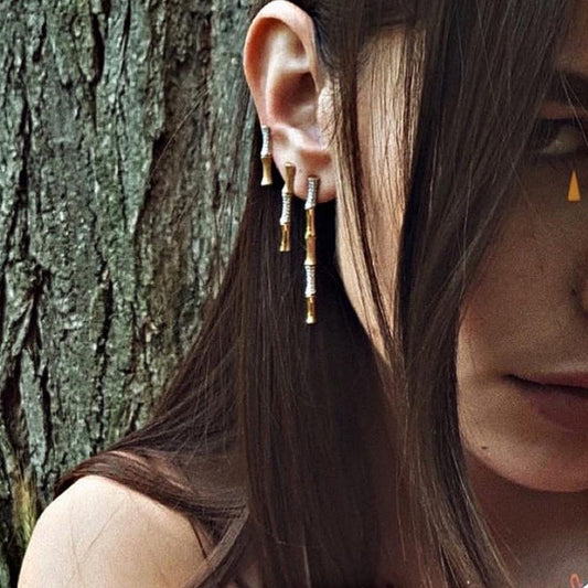 Sparkle Bamboo Small Küpe - Aven & Laurel