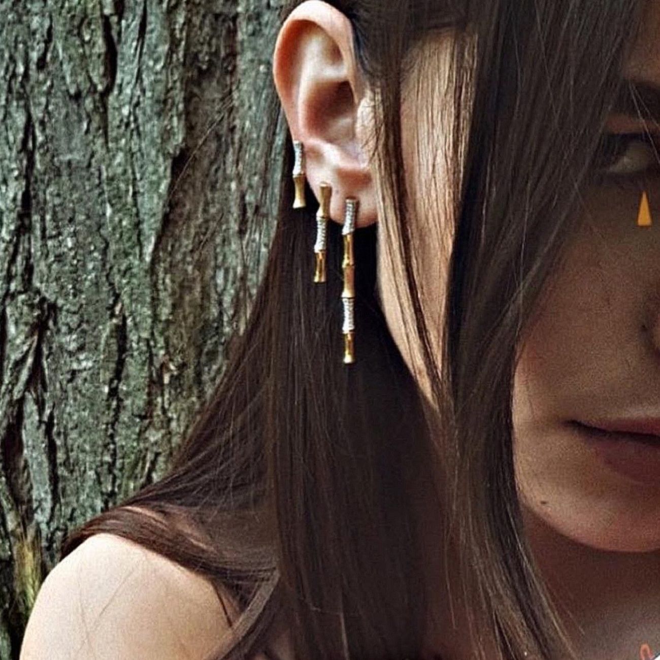 Sparkle Bamboo Small Küpe - Aven & Laurel