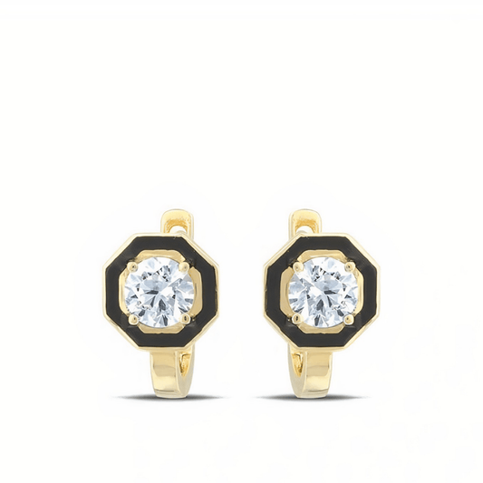 Black Lined Octagem Küpe - Aven & Laurel