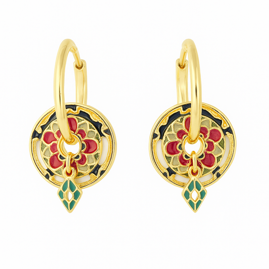 Grenat Halo Küpe - Aven & Laurel