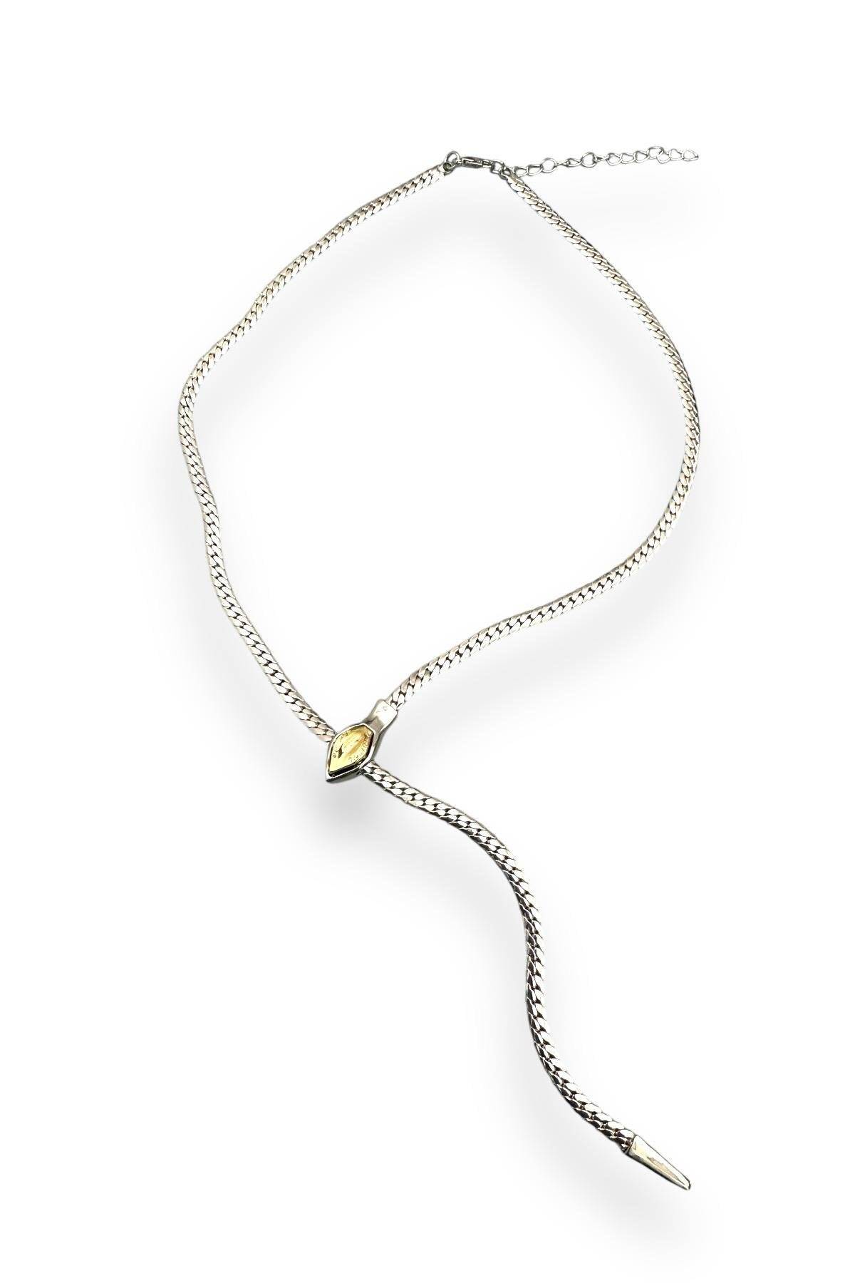 Ezme Zincir Yılan Model Dekolte Kolye - Aven & Laurel